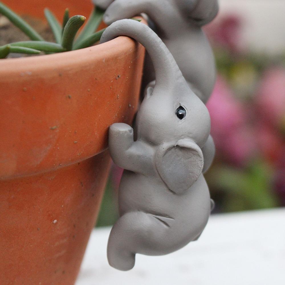 Cartoon Elephant Bonsai Pendant Cute Animal Statue  For Office Outdoor Plant Decor