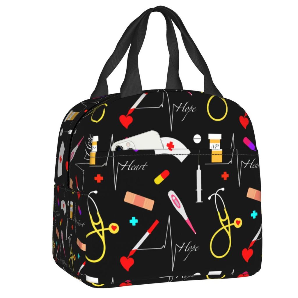 Custom Doctor Nurse Medical Medicine Insulated Lunch Tote Bag for Women Portable Thermal Cooler Food Lunch Box School