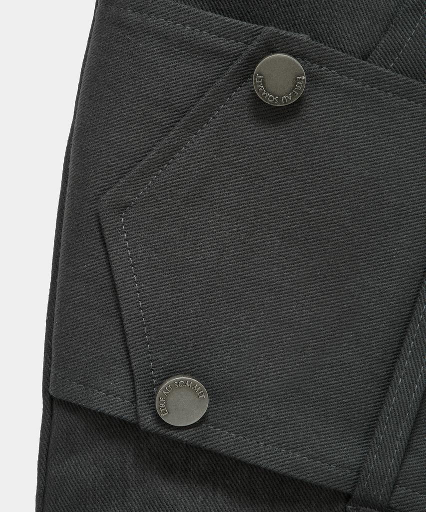 ETRE AU SOMMET Front Zip Belt Detail Mini Skirt (Dark Gray)