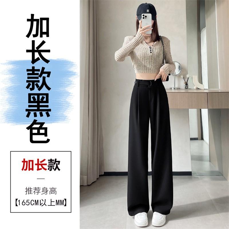 Womens High-Waisted Wide-Leg Trousers Slim Fit Tailored Pants Office Wear Gray