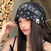 Vintage Paisley Beanie Thin Fabric Face Framing Bonnet Breathable Slouchy Hat Shopping Trips