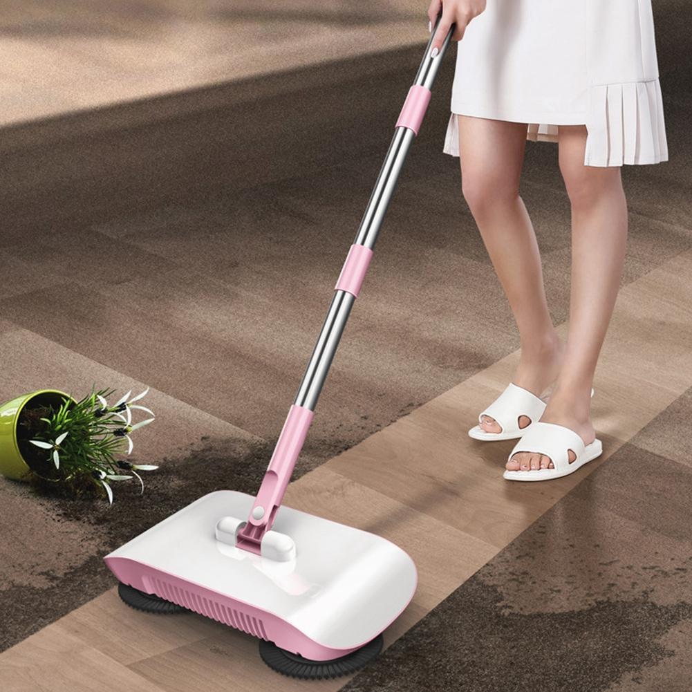 Household Hand Push Sweeper Sweeping Machine Mop Broom Dustpan Floor Cleaning ToolsPink