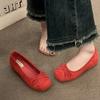 French shallow bow single shoes women's spring new flat-bottomed temperament inner height-increasing ballet shoes Mary Jane shoes