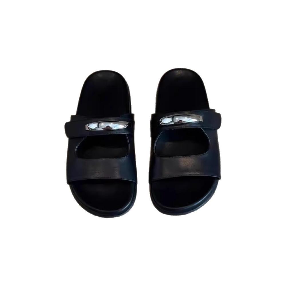 Keep your own version~ French retro style thick-bottomed one-word slippers for women's summer wear literary and versatile age-reducing open-toed cool