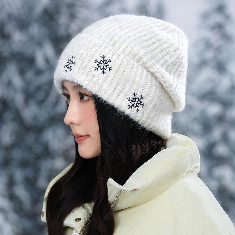 Autumn and winter thickened warm hat women's big head circumference shows a small face Baotou hat versatile knitted wool hat ear protector cold hat