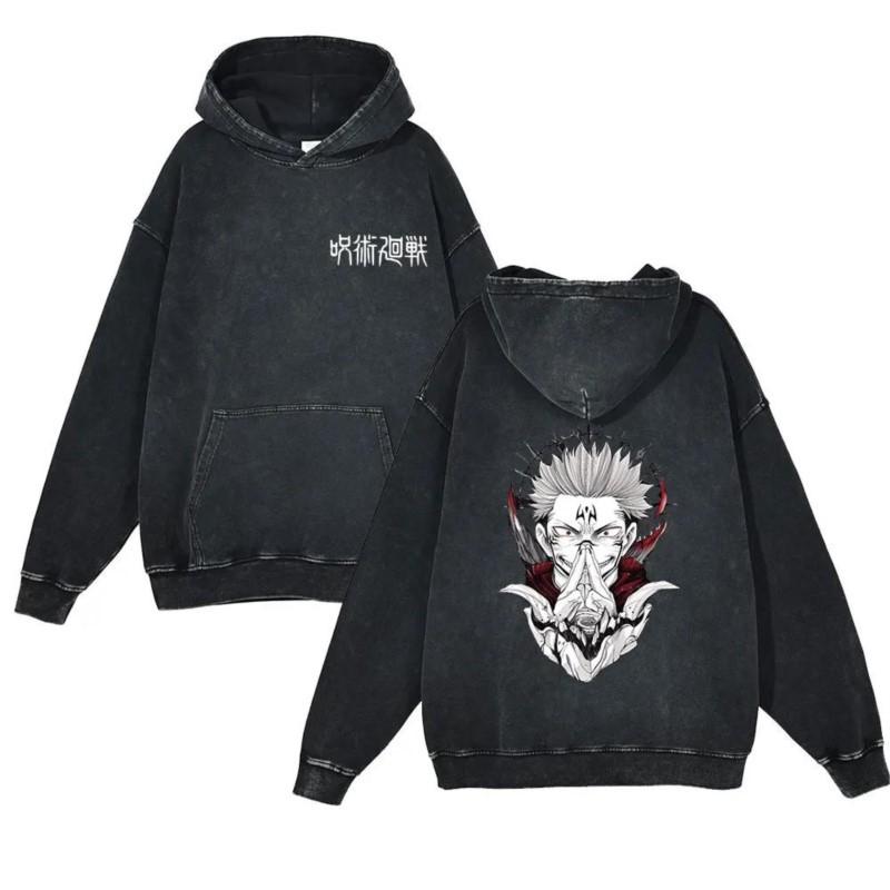 Harajuku Anime Jujutsu Kaisen Ryomen Sukuna Printed Men Women Cotton Hoodies Vintage Prevalent Pullover Casual Loose Sweatshirt