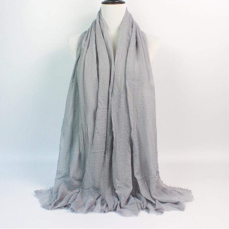 Crinkled Rayon Scarf Shawl: Solid Color, Natural Wrinkle, Fringed, Beach Towel, Bride/Bridesmaid/Party Evening Dress Accessory.