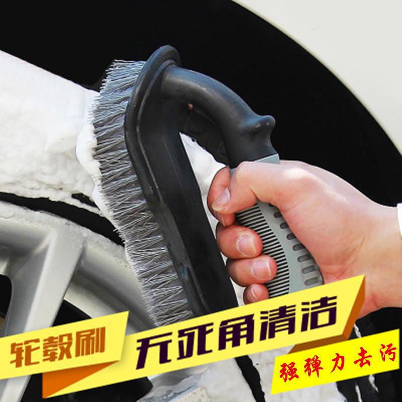 Blue Wheel Brush with Long Handle: Car Washing Tool for Steel Rims, Dead Corners, and Tires. Perfect for Mud and Soft Hair Cleaning.