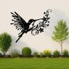 Metal Hummingbird Wall Art, Floral Bird Sculpture, 3D Nature Decor for Garden, Unique Bird Lover Gift, Laser Cut Metal Art