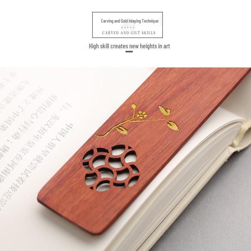 Rosewood Hollow Design Bookmark In Gift Box - Chinese Style Wooden Crafts Festival Gift