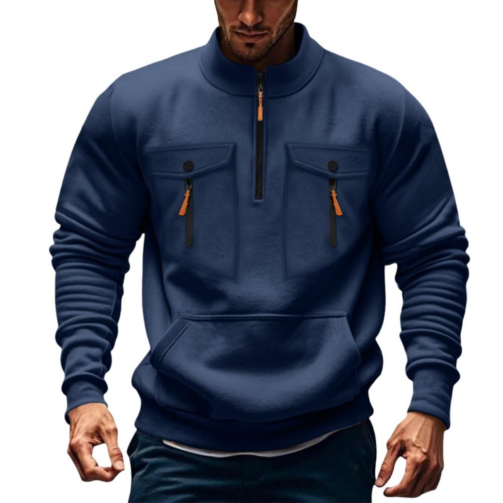 Autumn and Winter Men's Hoodie Zipper Hooded Sweatshirt Sports Casual Cardigan Jacket with Multiple Pockets Hooded