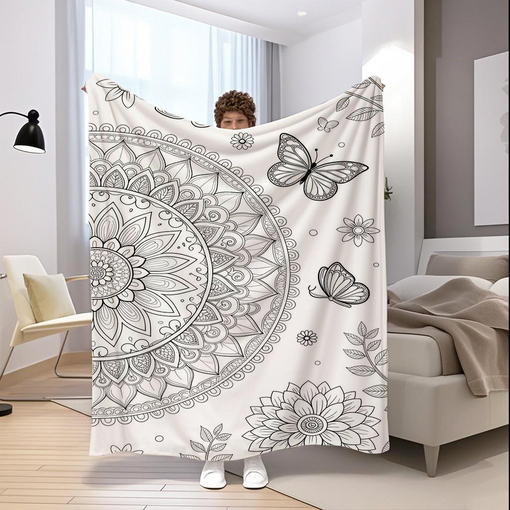 Mandala Pattern Blanket Microfiber Flannel Cover Blanket Bedroom Living Room Sofa Soft And Comfortable Home Decoration