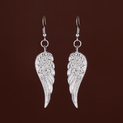 Silberne Engelsflügel-Design-Ohrringe, eleganter Retro-Stil, Eisenschmuck, exquisites Geschenk für Frauen und Mädchen, täglich, lässig