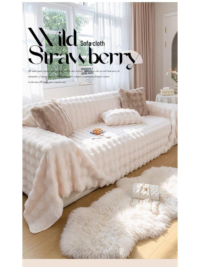 Thickened Silky Rabbit Fur Sofa Cover & Cushion Blanket