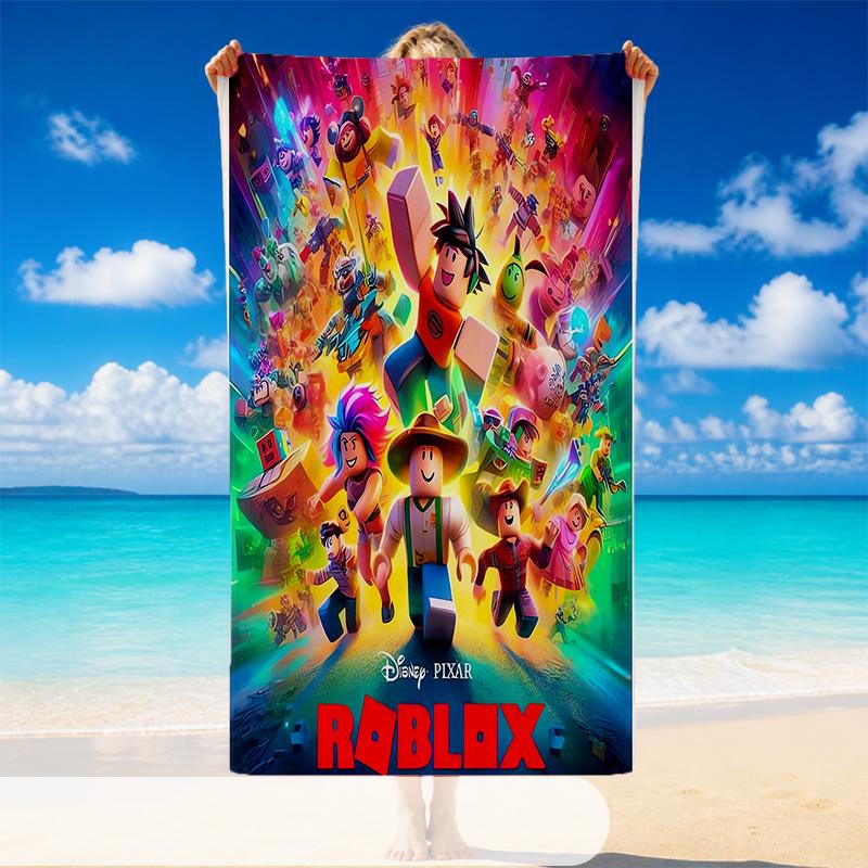 Schnelltrocknendes Strandtuch Roblox-Muster, Leichtes saugfähiges Handtuch für Pool, Strand, Urlaubsgebrauch