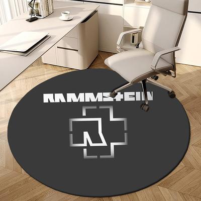 1pc Rammstein Logo Round Carpet, Made of Polyester,Perfect for Decorating Office Chairs, Living Rooms