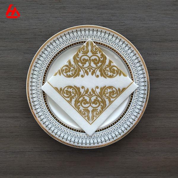 Good White Golden Paper Napkins Tissue Serviettes Customized Napkins for Restaurant