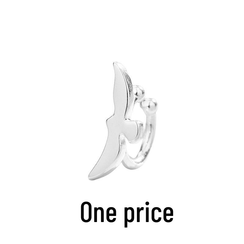 Asymmetrical Seagull Ear Clip - No Piercing, Minimalist Style Swallow Bird Cartilage Earring