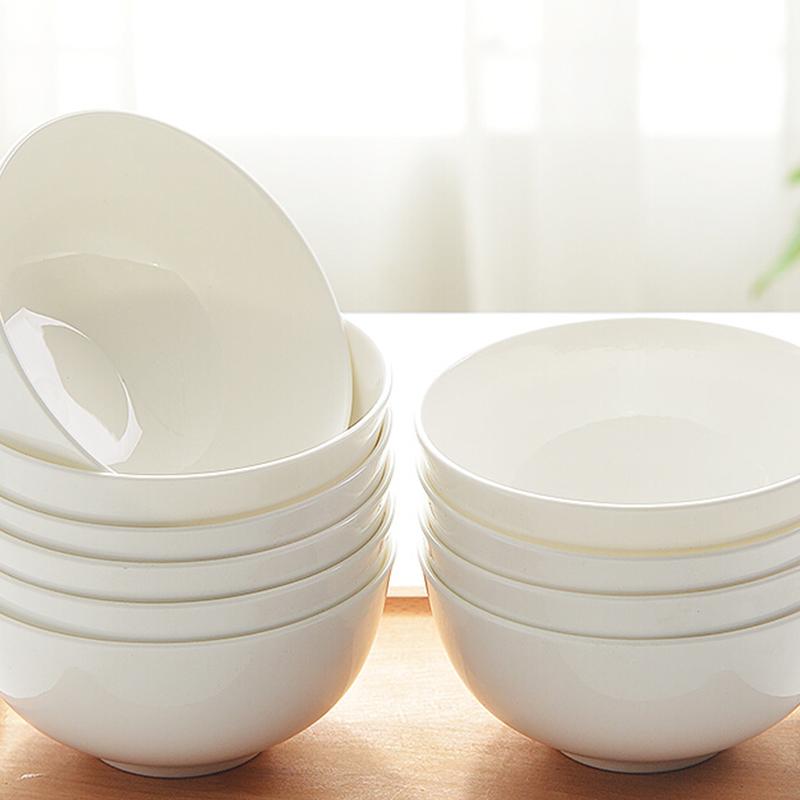 

5~6 Inch Home Bone china Bowl High Quality Chinese New White Ceramic Rice Noodles Bowl Underglaze Colour Simple Solid Tableware 5 inch білий