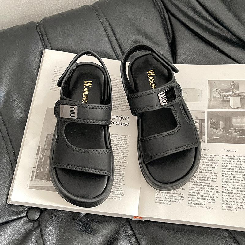 Platform sandals women 2025 summer new fashion versatile step on shit fairy with skirt Velcro Roman sandals 35 3409₽