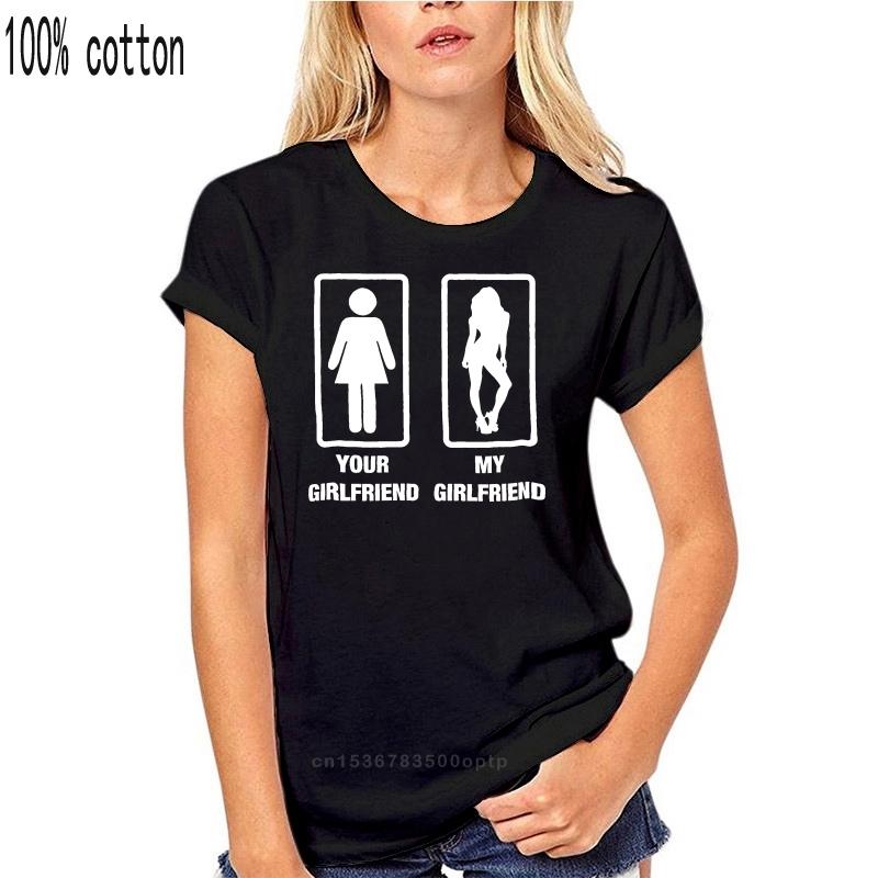 

Чоловіча футболка Popular Your Girlfriend My Girlfriend Cool Gift Fashion White Black t-shirt women 3XL чорний
