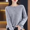 Long Sleeve Merino Woolen Sweaters Cashmere Cardigan Spring Autumn Women O-Neck Knitwear Tops Clothing Fashion Basic Tops