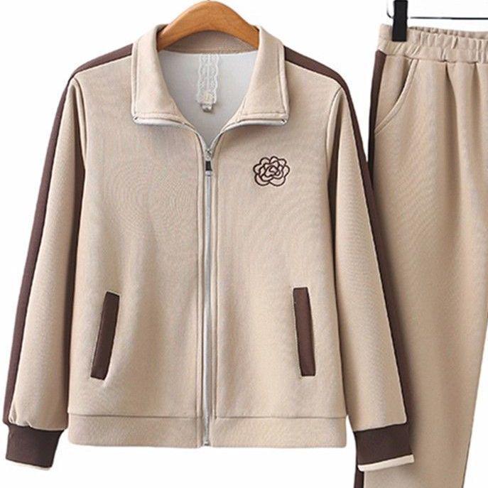 Elegant Autumn Sportswear: Stylish Suit for Middle-Aged Moms, Age 50-60, Premium Full Outfit