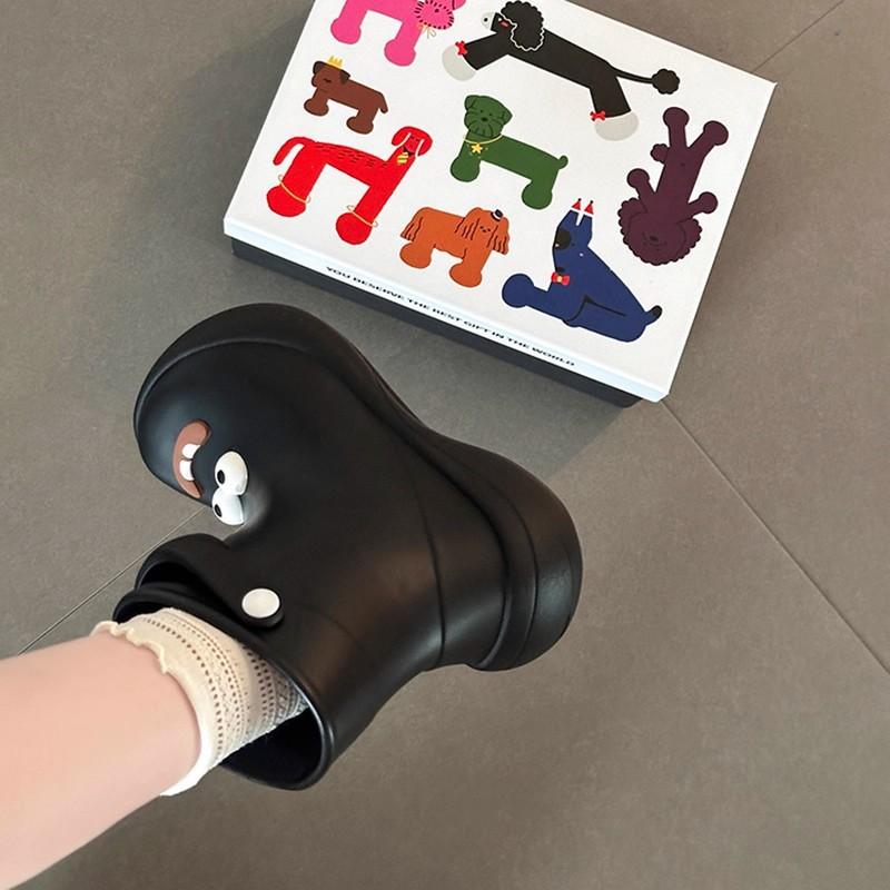 Cartoon Medium Tube Rain Boots Spring Casual Solid Color Short Boots Non-slip Waterproof Rain Shoes Four Seasons Fashion Creative Shoes