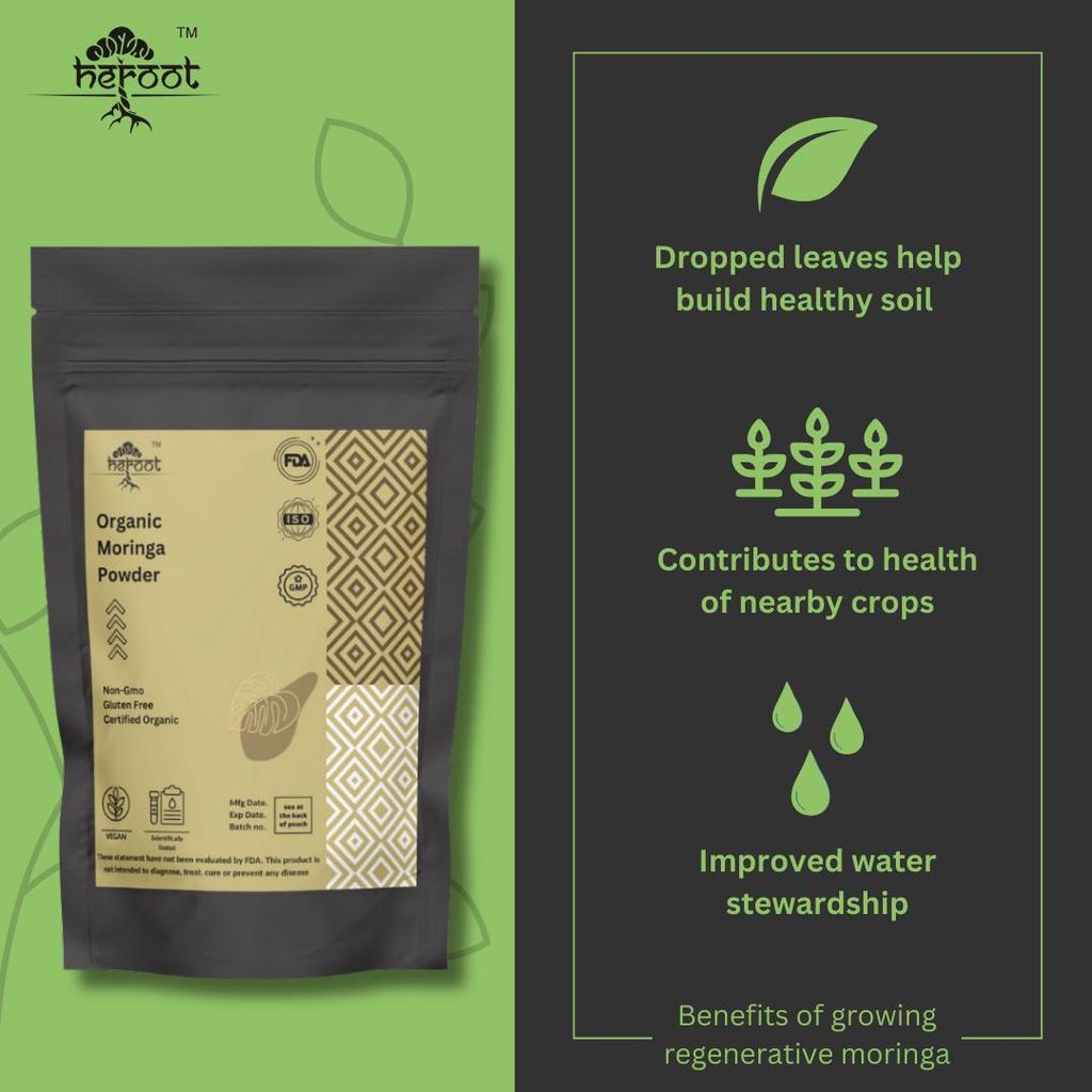 Heroot Moringa Oleifera Blätterpulver, Kräuter-Blätterpulver für die tägliche Wellness-Routine