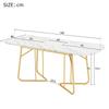 White Extendable Dining Table with Marble Structure, Gilded Metal Table Legs, 140/180*80 Cm, Exquisite Luxury, Rectangular, Suitable for 4–6 Persons