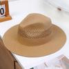 Spring and summer new fashion casual hand-woven pattern hollow five-point straw hat outdoor sun protection shade Panama straw hat