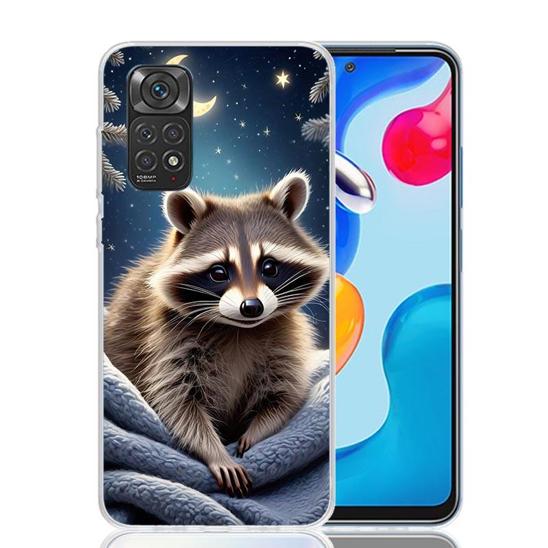 Raccoon Cute Animal Phone Case For Xiaomi Redmi Note 13 14 15 Pro Plus 12S 12 14S 11S 11E 10 10S 11 11T 5G 4G Cover Coque Redmi