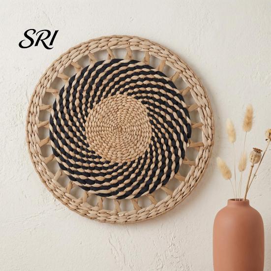 Accessori Sostenibili per la Tavola Arte da Parete Intrecciata in Stile Boho Set di Sottobicchieri e Sottopiatti Rotondi Fatti a Mano 30/35CM Portacasseruola Multiuso da Appendere per Decorazione Soggiorno