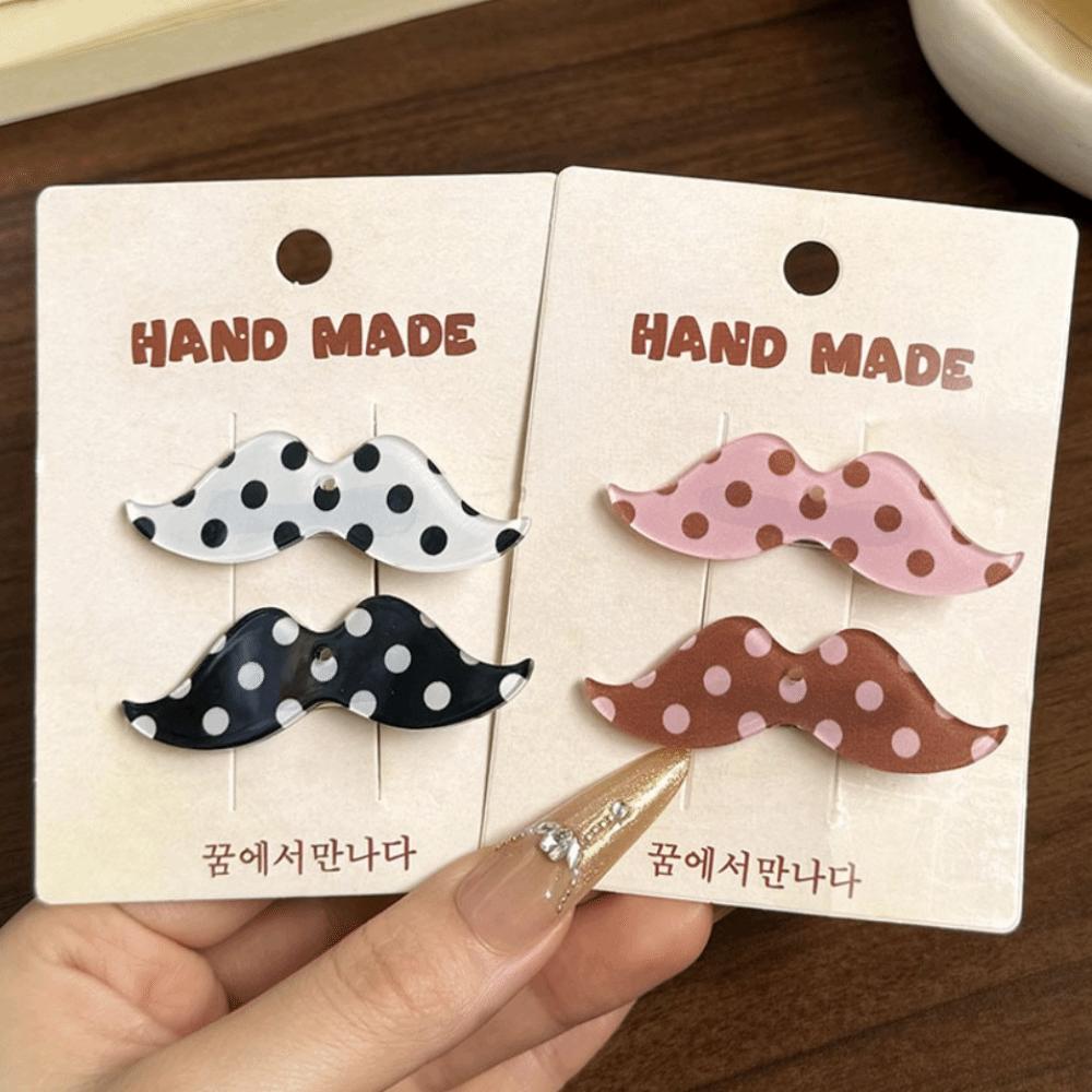 Polka Dot Bangs Clip Korean Snap Clip Fashion Beard Shape Hair Clips For Women Girls