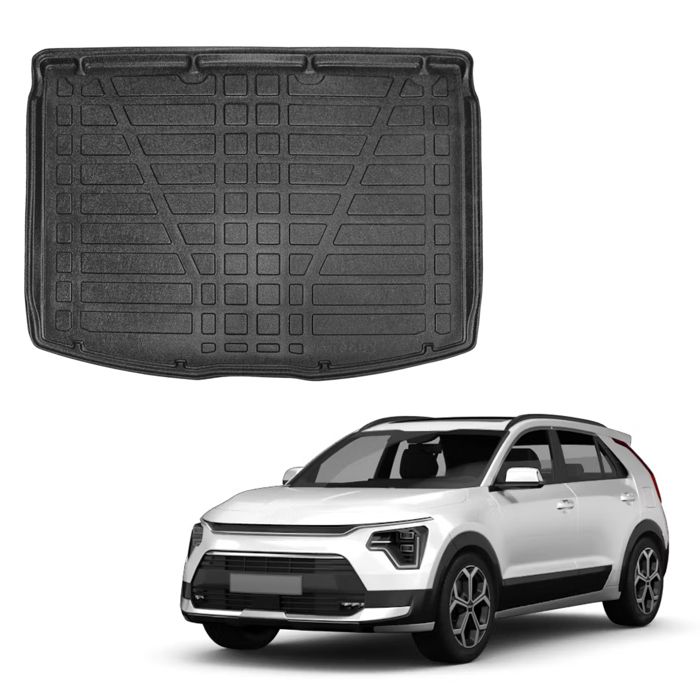 Custom Boot Tray - SCOUTT - Kia Niro 2 Electric SG2 (since 2022) - Matte Black - Non-slip - Raised Edges