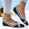Spring New Flat-soled Single Shoes Women's Fly-woven Woven Shoes Pointed Knitted Egg Roll Shoes Large Size