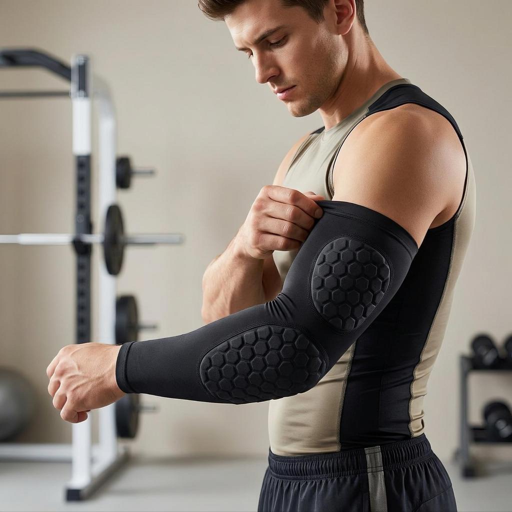 Impact-Absorbing Padded Forearm Sleeve Supportive, guard Gear, for Sports,
