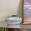 Acrylic Pearl Texture Oval Box Bag Women Minimalist Chic Evening Crossbody With Lock Interior Phone Pocket