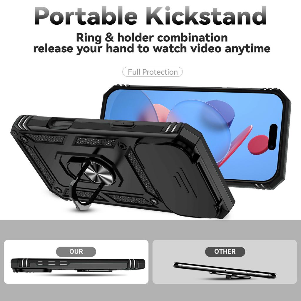 Für iPhone 17 Pro Max Hülle PC+TPU Handyhülle mit Linsenschutz Ständer