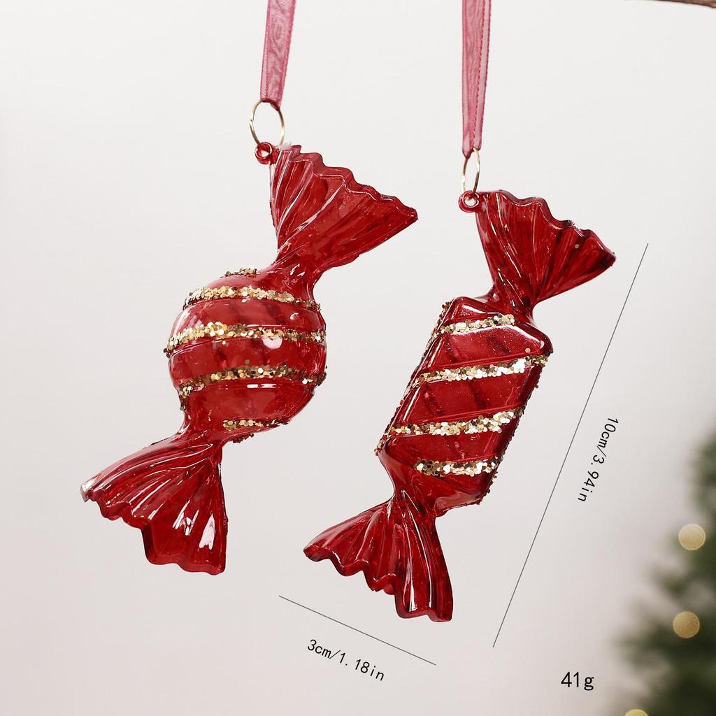 Wine Red Semi-Transparent Christmas Wreath Bow Bell Ornament