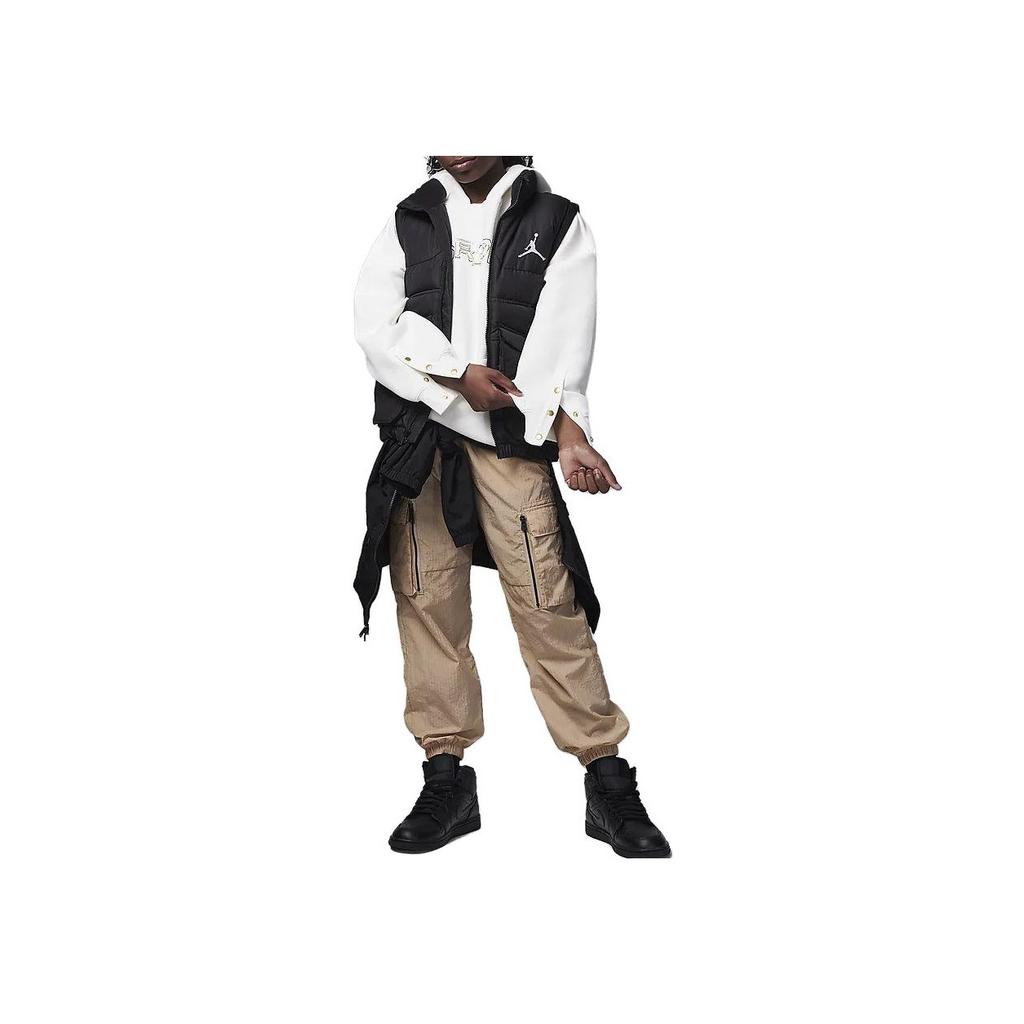 Jordan Take Flight Snap Hoodie With Letter Print Long Sleeve Casual Sweatshirt Kids Tops White FZ1953-133