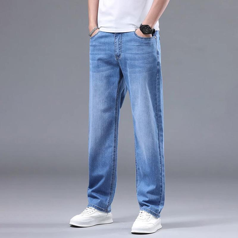 Men's Summer New Arrivals: Trendy Fashion Straight Leg Lightweight Business Stretch Denim Pants