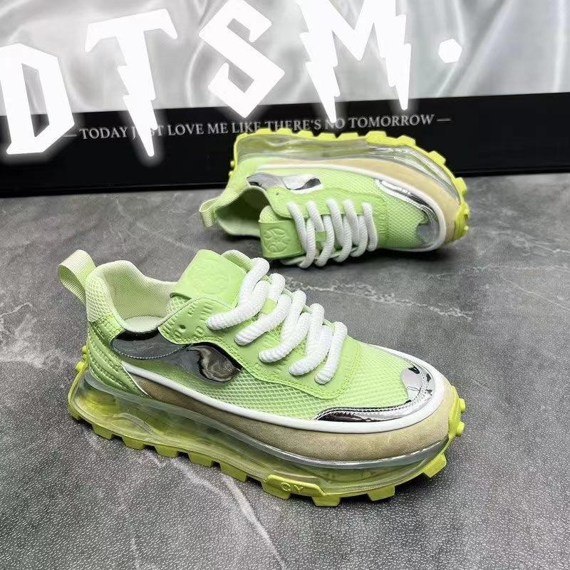 

Модные кроссовки повседневные мужские дизайнерские ретро кроссовки модные микрофибровые кожаные дышащие туфли с увеличенной внутренней платформой 43 зелёный