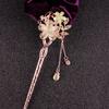 Fashion Metal Chinese Style Hair Stick Flower Rhinestone Hair Chopsticks Hairpin Cat Eye Stone Clip Women Hair Accessories