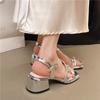 French Block Heel with Skirt and Sandals Women's Summer New Fairy Style Temperament One-word Strap Non-tiring High Heels
