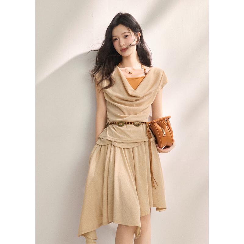 Miexue Lyocell Leinen Neckholder Top & Überwurf Zweiteiler Set