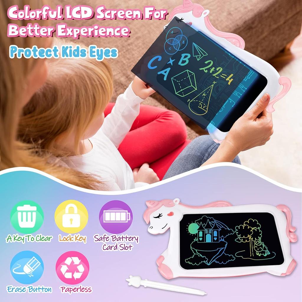 CHEERFUN Unicorn Toy Gifts for Girls Boys LCD Writing Tablet for Kids | Toddler Travel Road Trip Essential Toy Gift for 3+4 5 6 7 8 Year Old | Doodle