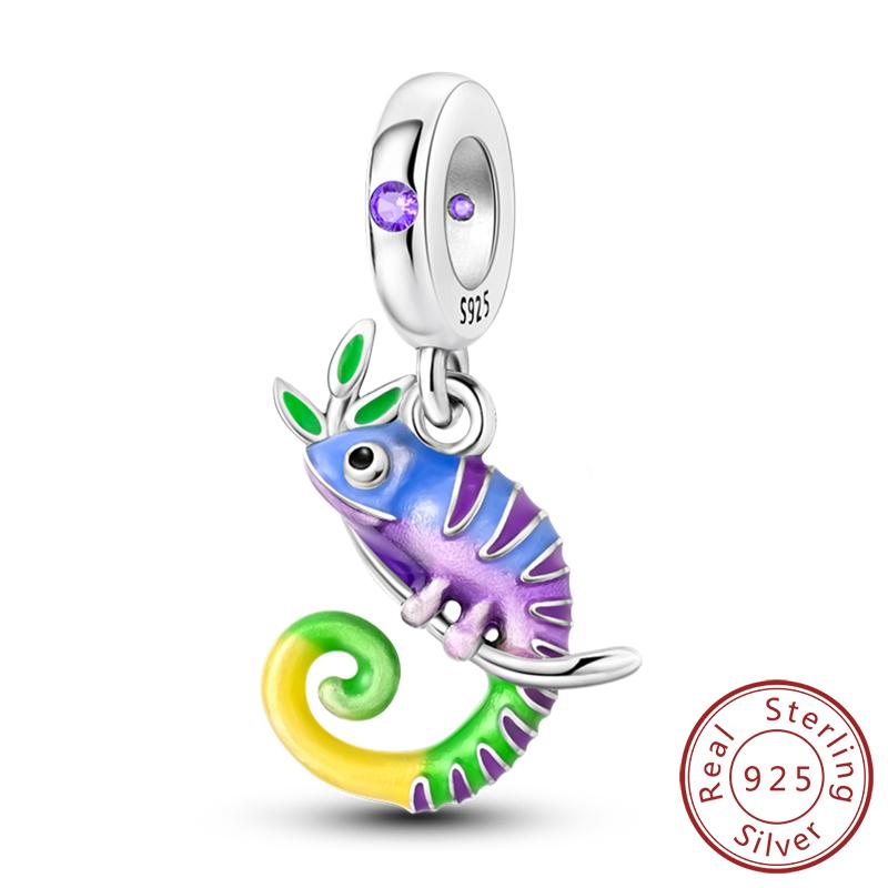 Copper Charms Beads Cute Fire Dragon Shaped Chameleon Charms Fit Original Pendants Bracelet Diy Women Jewelry Gift