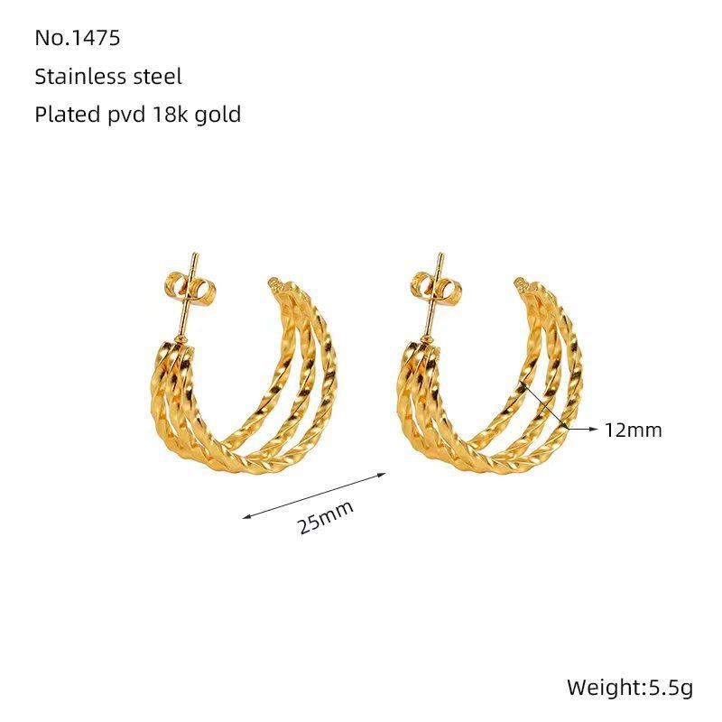 

Stainless steel twist stud earrings fashion niche design 18K new temperament versatile women s titanium steel earrings