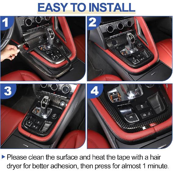 Daeiclru Schaltwählhebel-Panel-Zierleiste Passend für Jaguar F-Type 2013-2024, ABS Schaltwählhebel Mittelkonsole Kratzfestes Panel Schutzrahmen Abdeckung,